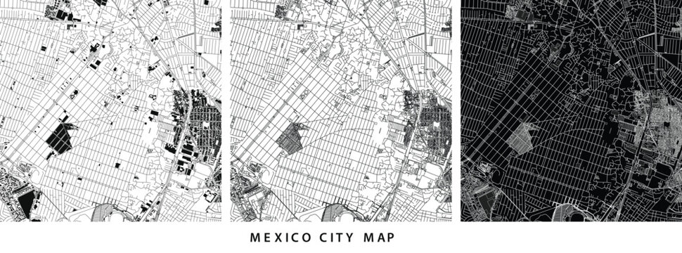 Mexico City Map Art Vector. Mexico Minimalist Urban Street Plan Layout