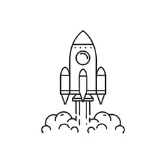 Fototapeta premium Minimalist Outline Rocket Ship Illustration: Simple Vector for Space, Technology & Future Concepts