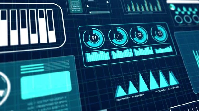 Business And Technology Digital Screen Background Animation of a glitch business technology background with stats market data.