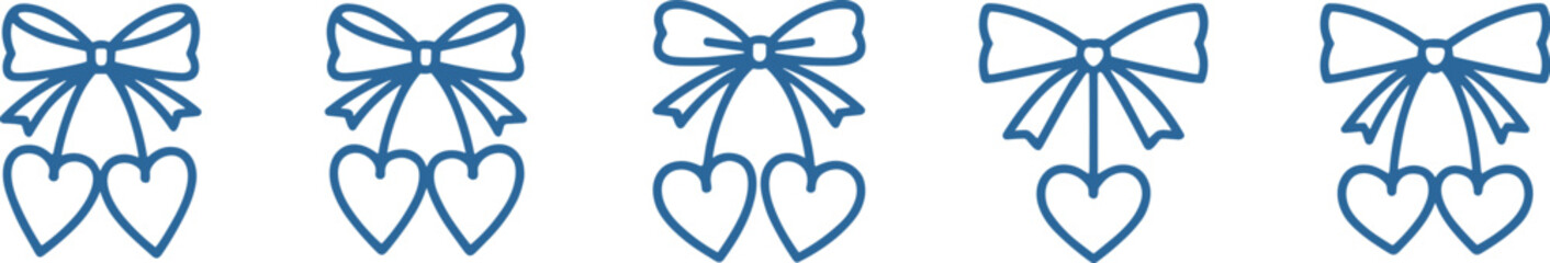 Fototapeta premium Abstract blue background with flowing blue and white ribbon lines, butterflies, flowers, stars, and festive decorative elements in a vector illustration style