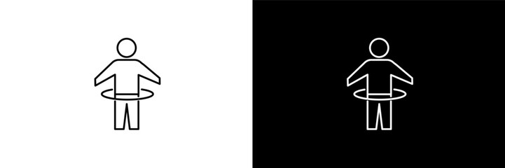 stick man hoop outline icons in gym category. White and Black style linear stick man hoop icon © Design_Farm