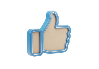 Obraz premium Blue outlined thumbs up icon with brown fill