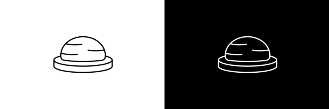 bosu ball outline icons in gym category. White and Black style linear bosu ball icon