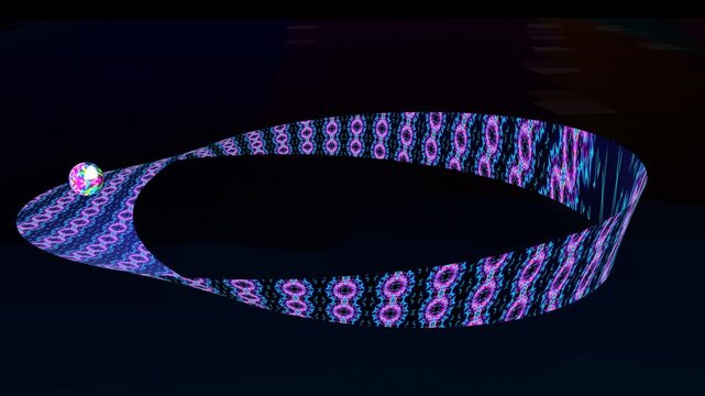 10 seconds seamless looping big ball rolling on one side of mobius strip science technology animation screensaver visualizer motion graphics HD video