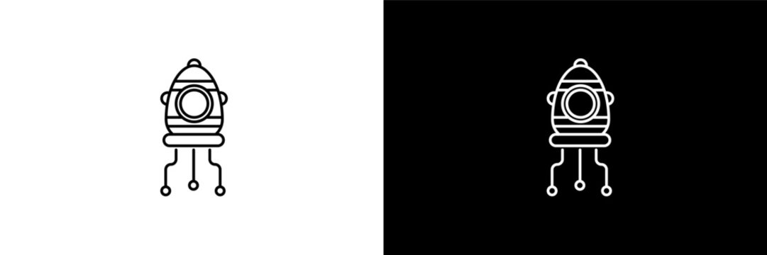microbots outline icons in ai and tech category. White and Black style linear microbots icon