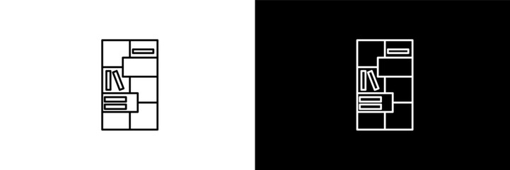 bookshelf  outline icons in furniture category. White and Black style linear bookshelf  icon © Design_Farm