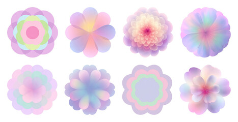 Naklejka premium PNG Pastel gradient floral abstract designs on transparent background