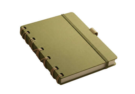 Open vintage leather notebook on wooden surface
