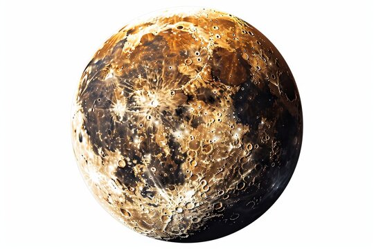 Detailed texture of the moon surface, showing craters and rocky terrain in stunning clarity, presented as a scientific render.