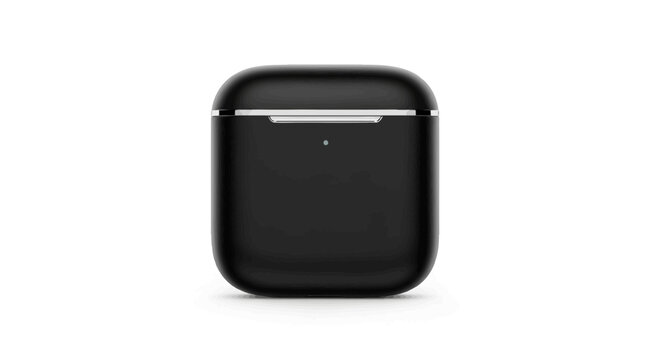 Black wireless earbuds charging case portable audio device sleek modern technology accessory