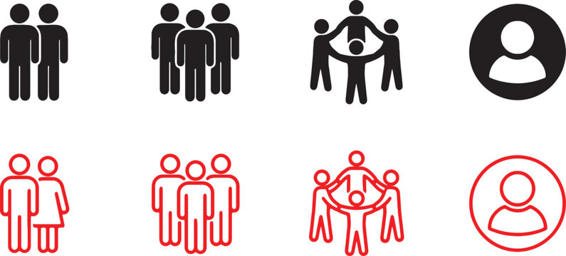 People Group Icons Set Vector Illustration, User Profile and Team Symbol Collection