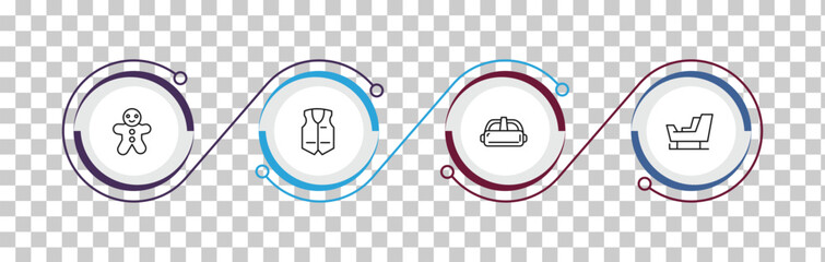 outline winter icons set - gingerbread man, anorak vest, goggles, . editable vector for web and mobile ui © IconArt