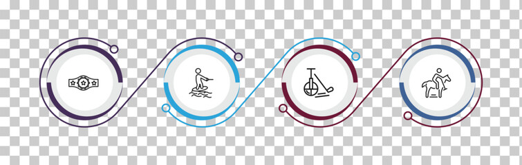 outline sport icons set - champion belt, surf sea, unicycling hockey, polo sport. editable vector for web and mobile ui © IconArt