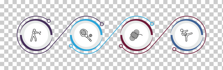 outline sports icons set - kickboxing, lacrosse, climbing with rope, karate fighter. editable vector for web and mobile ui © IconArt