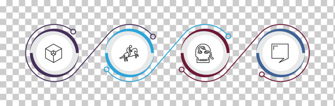 outline shapes icons set - framework, horseman, skull and snake, speech bubble black. editable vector for web and mobile ui