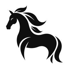Stylized horse silhouette with mane shaped like green leaves representing nature and vitality. © Pixel Forge Studio