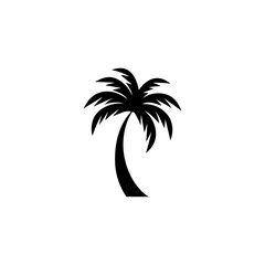 Obraz premium black silhouette of full palm tree with numerous fronds on white background in vector format.