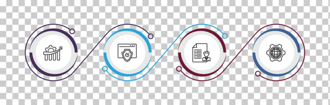 outline programming icons set - seo growth, authorize, seo report, cyberspace. editable vector for web and mobile ui