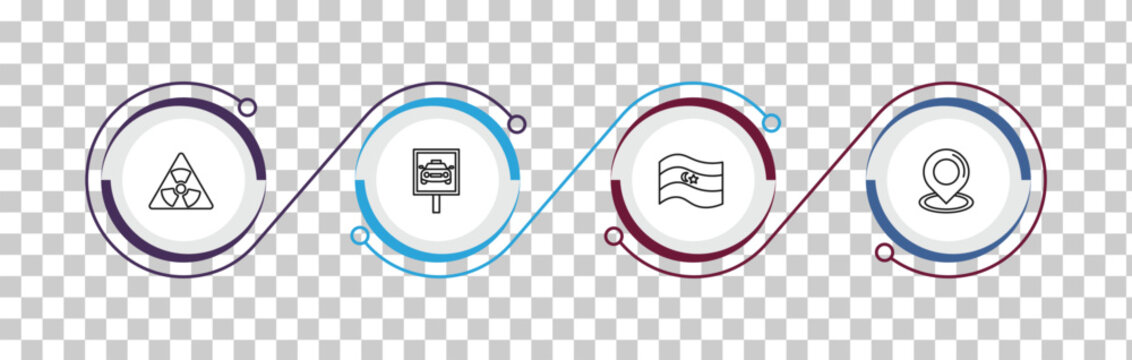 outline maps and flags icons set - radiactive, taxi stop, flags, locator. editable vector for web and mobile ui