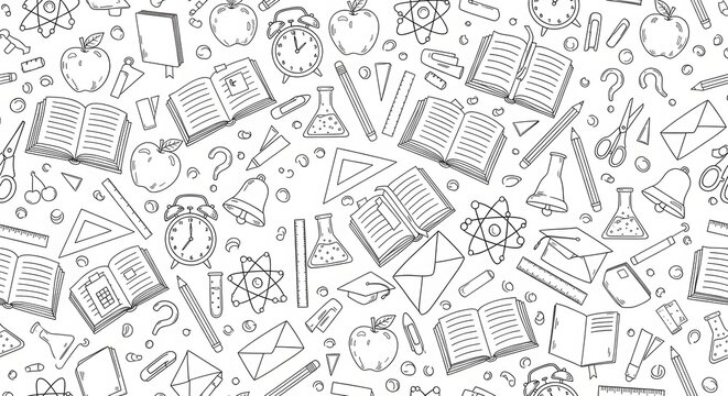 Education essentials a collection of learning tools and school supplies