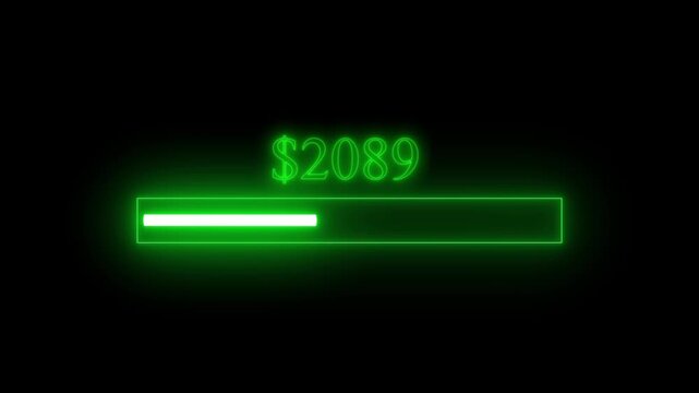Digital progress bar tracks rising business investment values. Interactive progress bar monitors corporate software installation percentages. User interface asset showing progress bar.