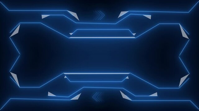 Geometric neon frame provides a modern abstract border graphic. Creative neon frame highlights digital multimedia content displays. Motion graphic design utilizing a glowing neon frame.