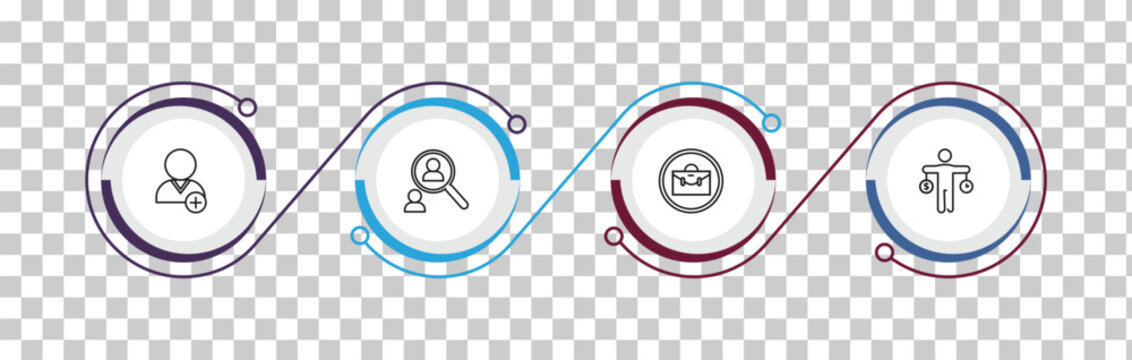 outline human resources icons set - hired, recruitment, job, time balance. editable vector for web and mobile ui