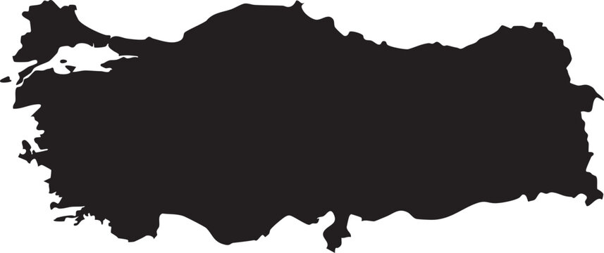 Black silhouette map of Turkey a minimalist vector illustration for geography travel and political concepts isolated on a white background