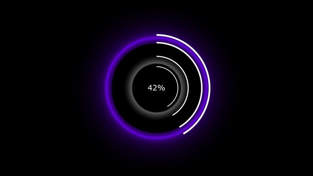 Modern loading circle tracks corporate database file processing percentages. Interactive loading circle monitors website software installation status. User interface showing loading circle.