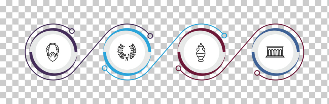 outline greece icons set - socrates, laurel, amphora, parthenon. editable vector for web and mobile ui