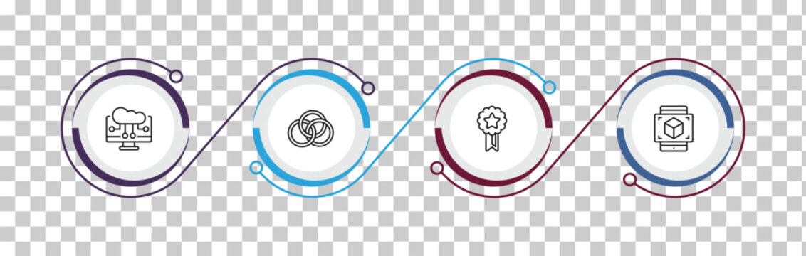 outline general icons set - computing technology, interlocking rings, winning, ar presentation. editable vector for web and mobile ui