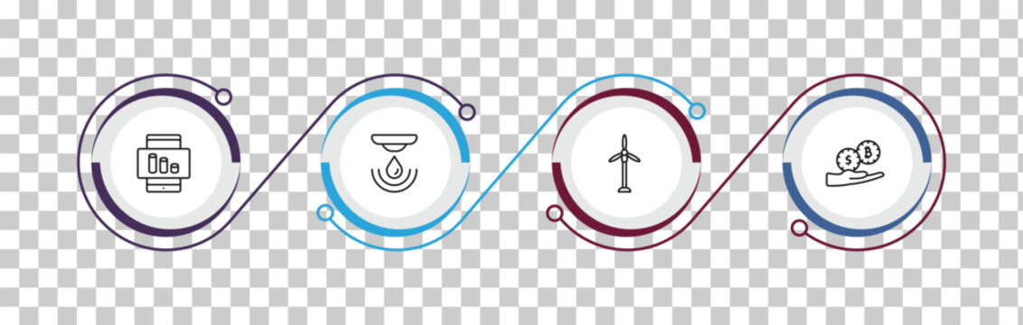 outline general icons set - ar graph, water sensor, renewable energy label, initial coin offering. editable vector for web and mobile ui
