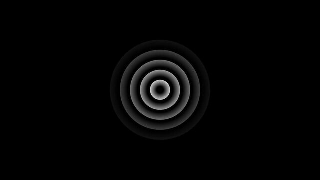 radio wave signal animated on black background. Digital radio waves circle diffusion. redio wave white color animation. icon black background.4k video