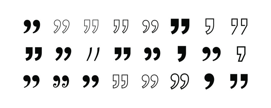 Collection of quotation mark typography styles and symbols