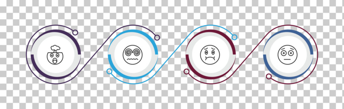 outline emoji icons set - exploding head emoji, hypnotized emoji, nauseated embarrassed editable vector for web and mobile ui