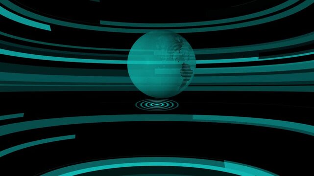 Breaking News Template intro for TV broadcast news show program with 3D breaking news text and badge, against global spinning earth cyber and futuristic style. virtual news studio screen 