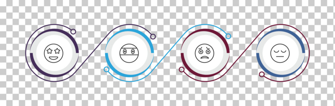 outline emoji icons set - surprise emoji, ninja emoji, scared tired editable vector for web and mobile ui
