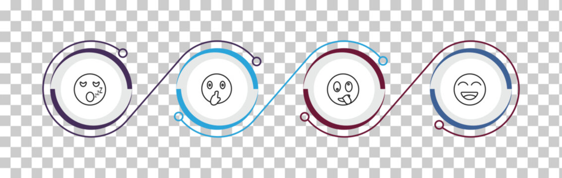 outline emoji icons set - sleeping emoji, shushing emoji, stupid happy editable vector for web and mobile ui