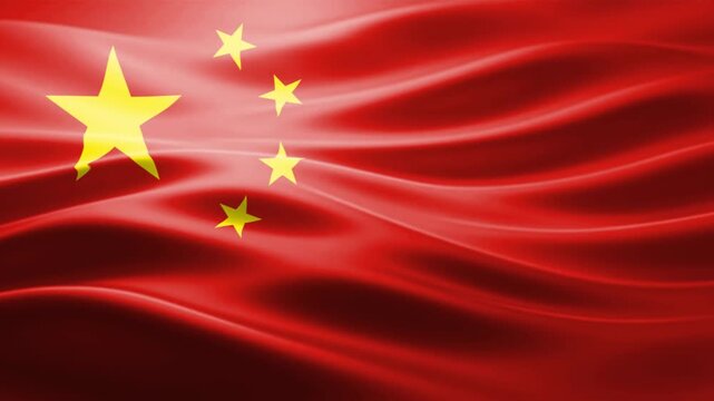 Vibrant red flag with golden stars waving in wind national pride symbol abstract background