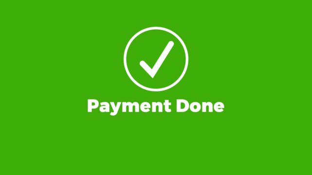 A beautiful payment done concept icon animation on green background.Abstract payment done,payment confirm,check mark concept icon animation.
