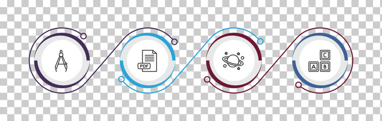 outline education icons set - draw with compass, pdf, planet saturn, creche. editable vector for web and mobile ui © IconArt