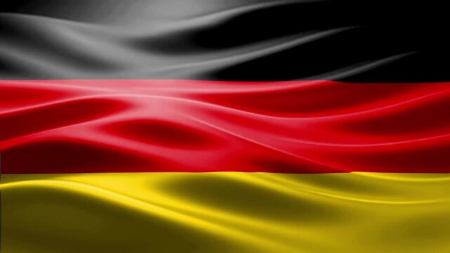 Waving German Flag in Motion with Bold Red Black and Yellow Stripes Abstract Background