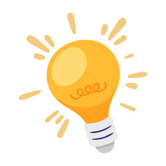 Glowing lightbulb cartoon illustration representing creativity and big ideas © Tabungan Piknik