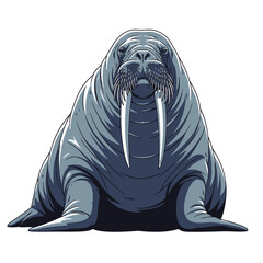 Large Walrus Sitting with Tusks Visible. © Taufiq