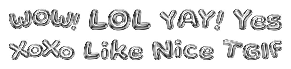 Silver balloon text expressions element set © Rawpixel.com