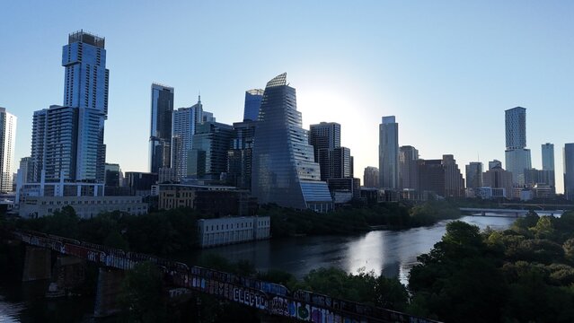 Various images of downtown Austin skyscrapers