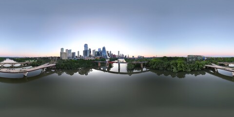 Fototapeta premium Panorama views of downtown Austin during spring sunrise.