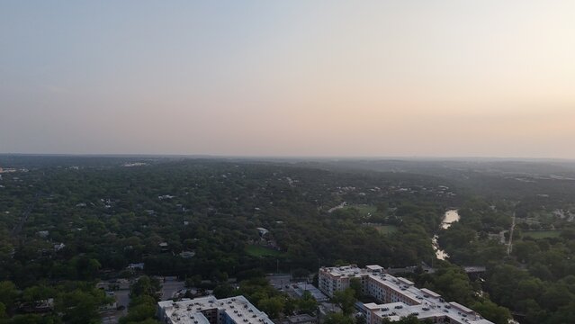 Aerial view of apartments under construction