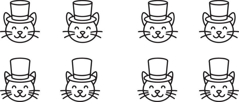 Dapper cats wearing formal top hats and looking fancy