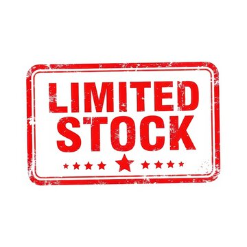 Limited stock red grunge rubber stamp isolated on white background